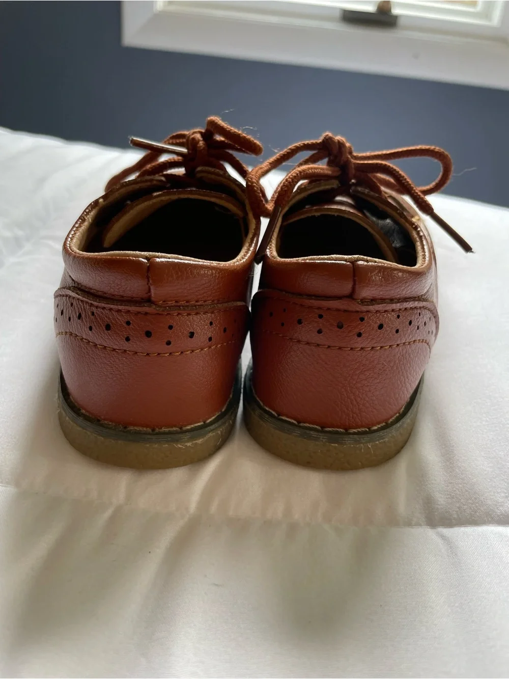892. MG Baby Classic Oxford Leather Dress Shoes Toddler Size 8 Brown/Tan